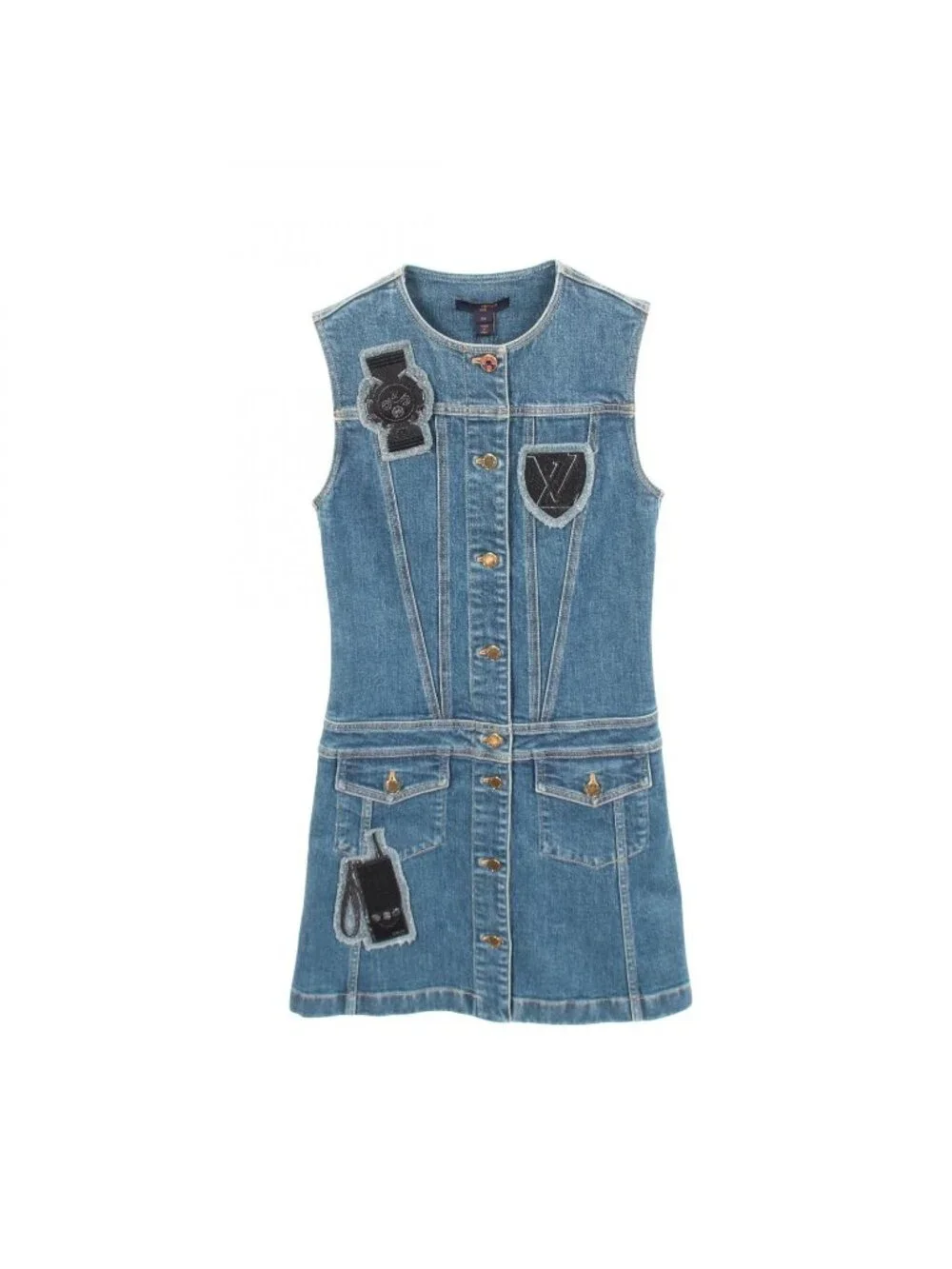 Louis Vuitton Dress Sleeveless Denim Dhm Cotton